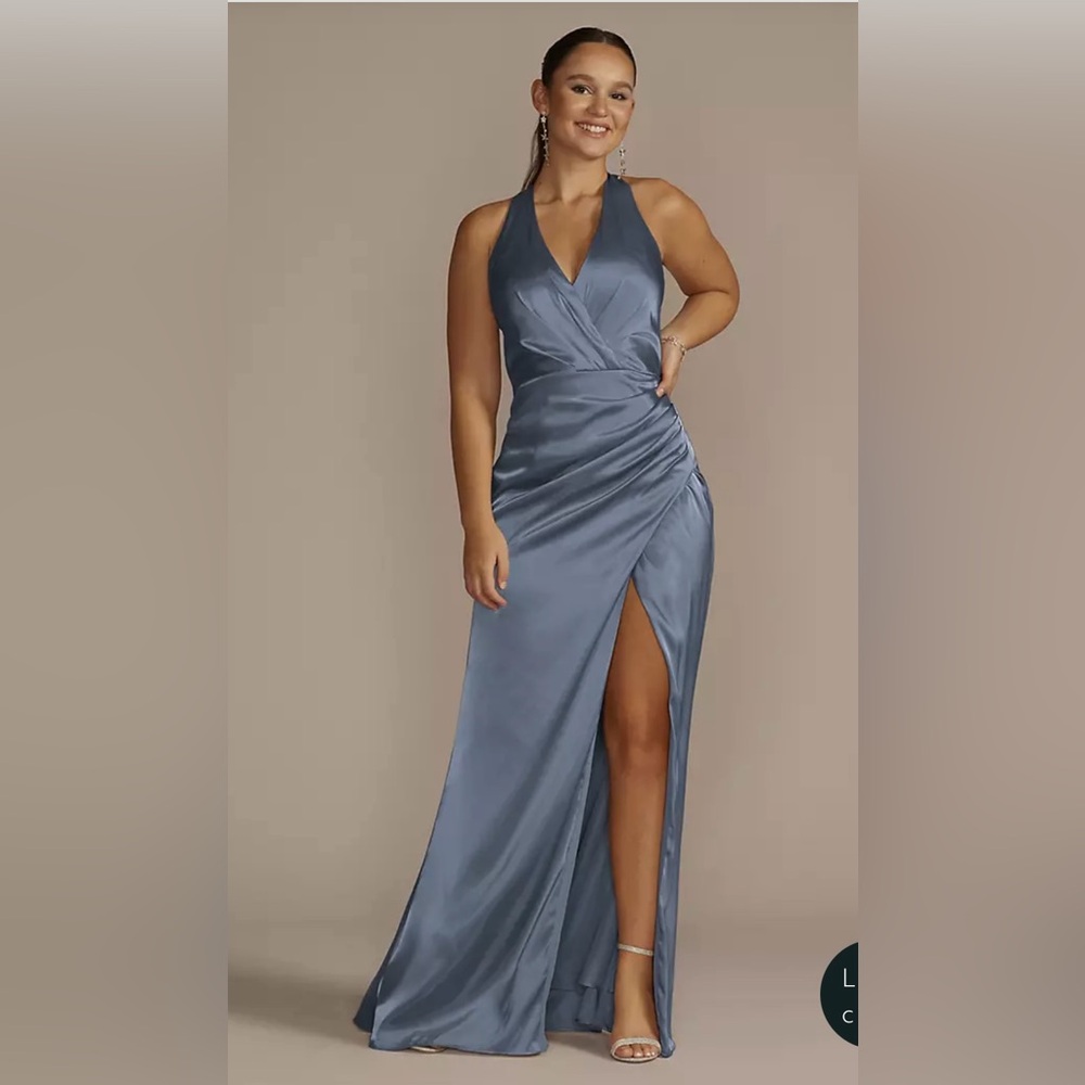 David’s bridal Charmeuse Halter Dress STYLE# GS290122